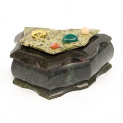 Шкатулка скошенная большая змеевик 17х10х9 см