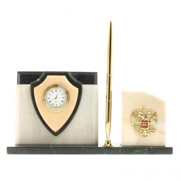 Настольная визитница &amp;quot;Щит&amp;quot; из мрамора 123886