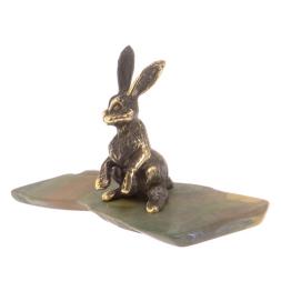 Сувенир из бронзы на подставке из яшмы &amp;quot;Зайчик&amp;quot;