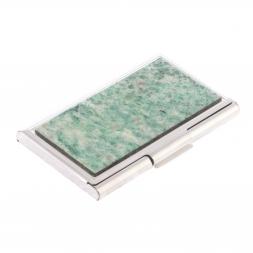 Карманная визитница из камня лиственит цвет серебро
