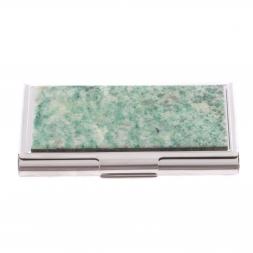 Карманная визитница из камня лиственит цвет серебро