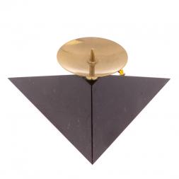 Подсвечник треугольный &amp;quot;Ящерица на горке&amp;quot; круглая из черного змеевика