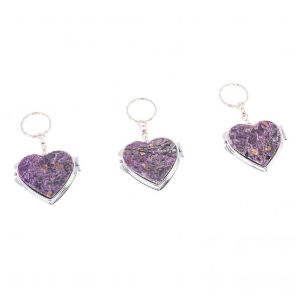 Складное зеркало брелок чароит Сердце 126651