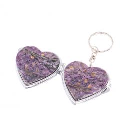 Складное зеркало брелок чароит Сердце