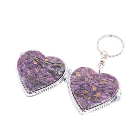 Складное зеркало брелок чароит Сердце 126651
