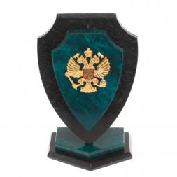 Сувенир "Щит с гербом России" камень змеевик 11х7х16 см
