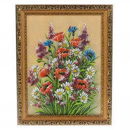 Картина из каменной крошки &amp;quot;Полевые цветы&amp;quot; багет 30х40 см желтый фон