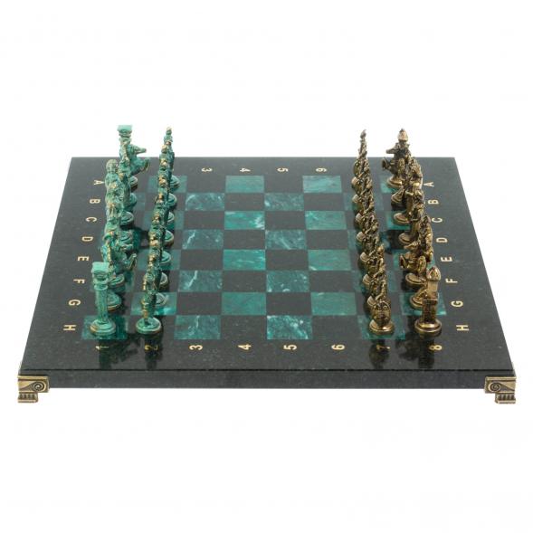 Шахматы &amp;quot;Римляне против Галлов&amp;quot; фигуры бронза / патина 36х36 см змеевик 128377