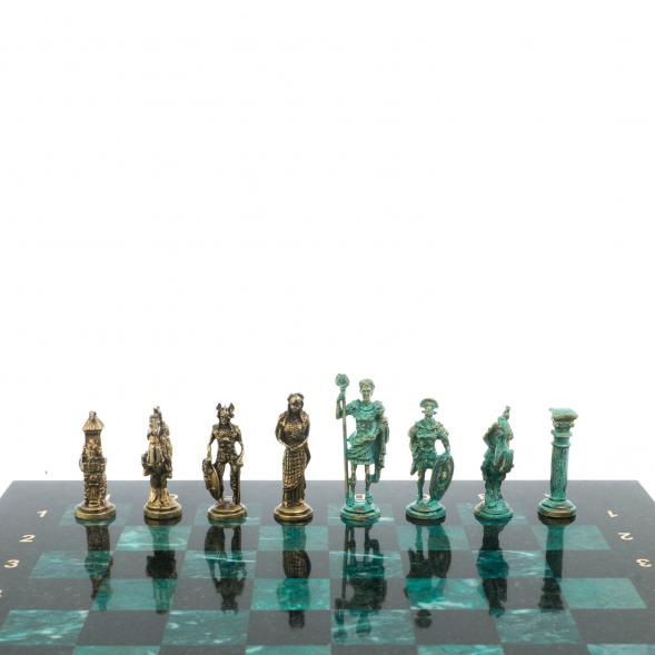 Шахматы &amp;quot;Римляне против Галлов&amp;quot; фигуры бронза / патина 36х36 см змеевик 128377
