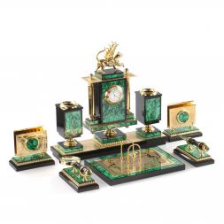 Письменный набор &amp;quot;Ак Барс&amp;quot; камень малахит, позолота