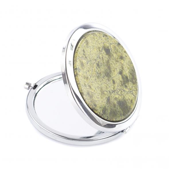 Зеркало карманное двухстороннее из змеевика цвет серебро 121294