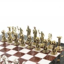 Шахматы "Атлас" доска 28х28 см из камня мрамор лемезит фигуры металлические