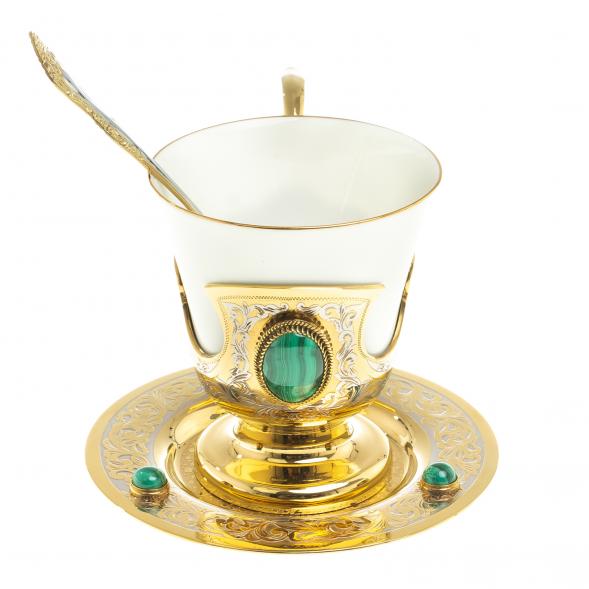 Кофейная пара &amp;quot;Малахитовая&amp;quot; 200 мл Златоуст 123793