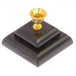 Подсвечник церковный двойной из черного змеевика (d10)