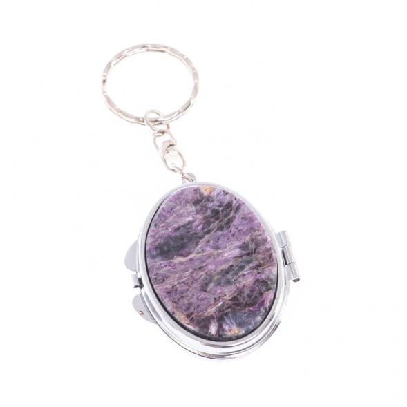 Складное зеркало брелок чароит овальное 126652