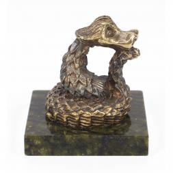 Статуэтка из бронзы на подставке из змеевика &amp;quot;Удав&amp;quot;