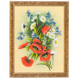 Картина "Букет с маками" багет 36х46 см, каменная крошка