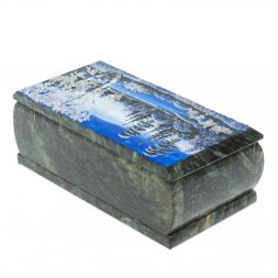 Шкатулка &amp;quot;Зимний пейзаж&amp;quot; из шабровского змеевика 18х9х6,5 см