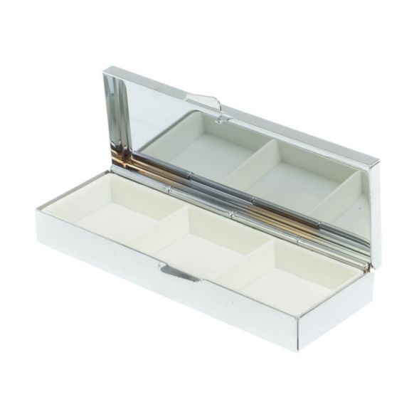 Таблетница на 3 отделения камень нефрит цвет серебро 127977