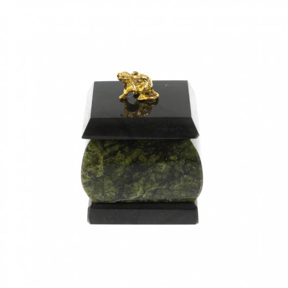 Шкатулка &amp;quot;Мышка&amp;quot; из змеевика 4,5х4,5х6 см 128745