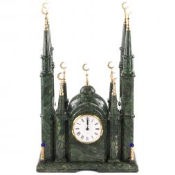 Часы "Мечеть" из камня змеевик большие