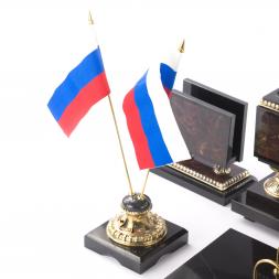 Письменный набор в подарок руководителю "Двуглавый орел" камень яшма бронза