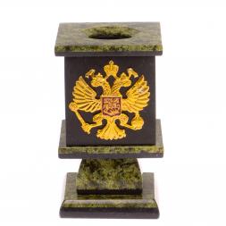 Карандашница из змеевика с Гербом РФ