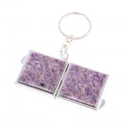 Складное зеркало брелок чароит квадратное