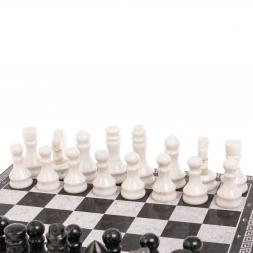 Шахматы с гравировкой &amp;quot;Греческий орнамент&amp;quot; мрамор гранит доска 40х40см