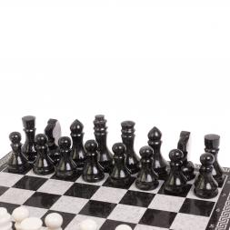 Шахматы с гравировкой &amp;quot;Греческий орнамент&amp;quot; мрамор гранит доска 40х40см