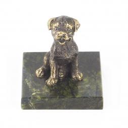 Статуэтка &amp;quot;Собачка средняя №6&amp;quot; из бронзы и змеевика