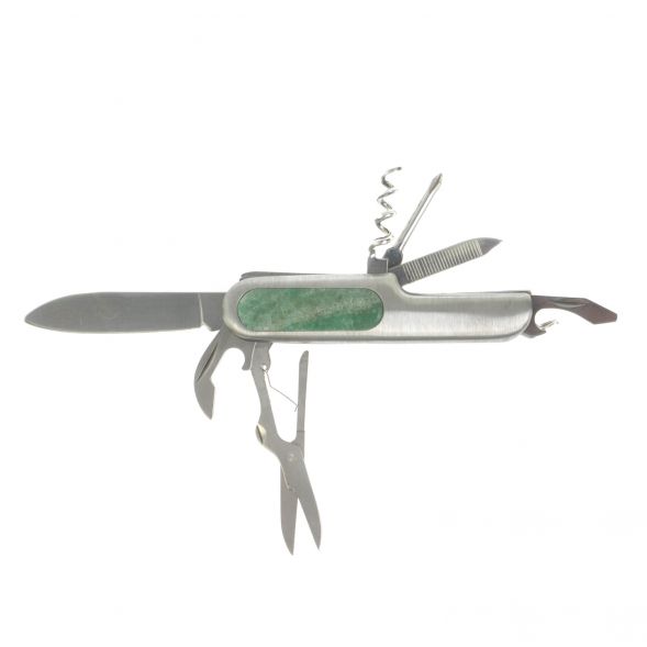 Нож мультитул складной 7 в 1 с камнем зеленый авантюрин 128054