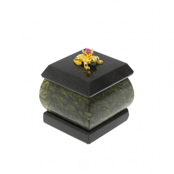 Шкатулка &amp;quot; Лягушка&amp;quot; из змеевика 4,5х4,5х6 см 128746