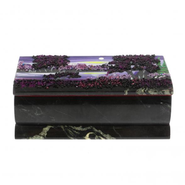 Шкатулка &amp;quot;Рассвет&amp;quot; из черного змеевика 14х7х5 см 129482