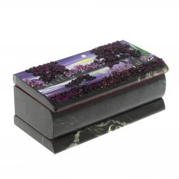 Шкатулка &amp;quot;Рассвет&amp;quot; из черного змеевика 14х7х5 см