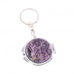 Складное зеркало брелок чароит круглое