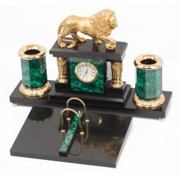 Настольный набор из малахита &amp;quot;Лев&amp;quot;