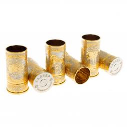 Набор стопок гильз "Лесные звери" 6 шт в кожаном патронташе Златоуст