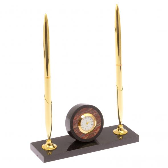 Часы настольные с двумя ручками камень яшма 125674