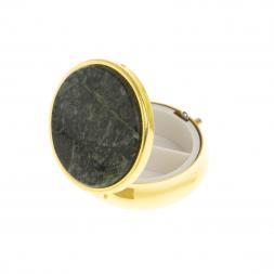 Таблетница на 3 отделения из камня офит цвет золото