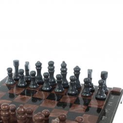 Шахматы с гравировкой "Турнирные" из лемезита 36х36 см